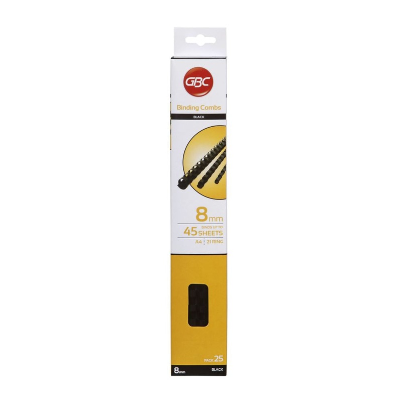 GBC Binding Comb 8mm Black Pk25