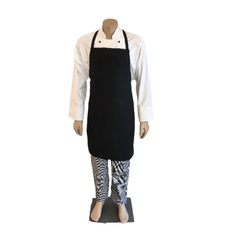 Bib Apron - Caress No Pocket Long (Black)
