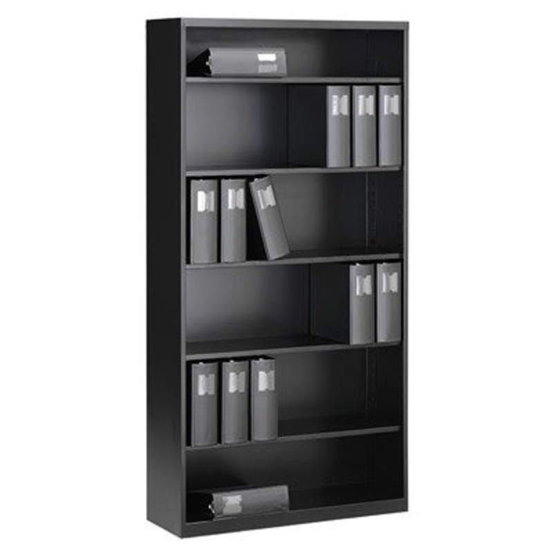 BOOKCASE-STEEL, 72" HIGH, BLACK