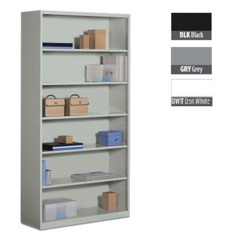 BOOKCASE-STEEL, 72" HIGH, DESIGNER WHITE